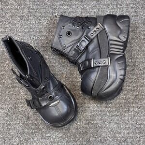 Demonia Black Chunky Platform Boots Buckle Straps Goth Punk Rave size 9